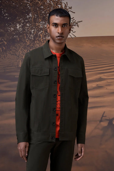 Military Green Utility Twill Jacket - Genes Online Store