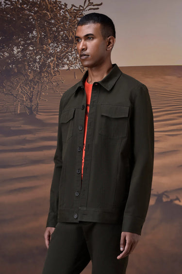 Military Green Utility Twill Jacket - Genes Online Store