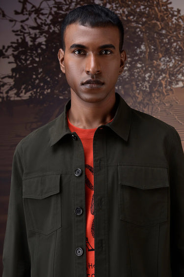 Military Green Utility Twill Jacket - Genes Online Store