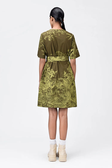Monotone Landscape Print Dress - Genes Lecoanet Hemant