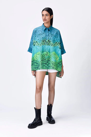 Multi-Color Microcell Print Oversized Shirt - Genes Lecoanet Hemant