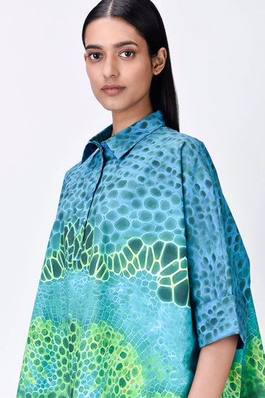 Multi-Color Microcell Print Oversized Shirt - Genes Lecoanet Hemant