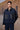 Navy Poly Viscose Check & Leather Bomber Jacket - Genes Online Store