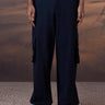 Navy Poly Viscose Lycra Cargo - Genes Online Store