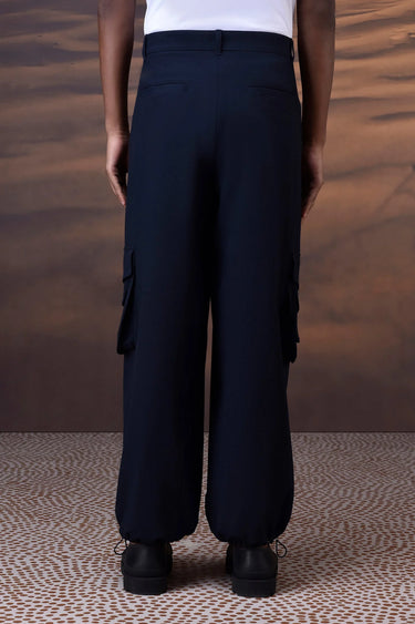 Navy Poly Viscose Lycra Cargo - Genes Online Store