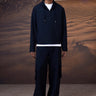 Navy poly-viscose lycra half-zip hoodie for men with relaxed fit and clean minimal design