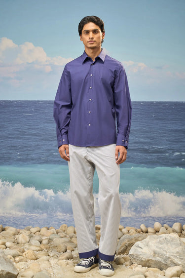 Navy Premium Cotton Poplin Regular-Fit Shirt