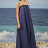Navy sleeveless dress for women with relaxed fit and structured silhouette