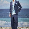 Navy poly viscose jacket for men with notch lapel design