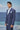 Navy jacket for men with notch lapel collar and front closure detail