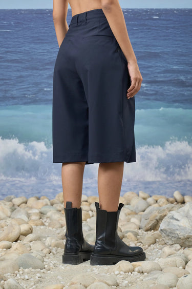 Navy Premium Poly Viscose Relaxed Culottes