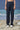 Navy poly viscose trousers for women with straight-leg design