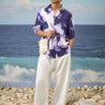 Men navy printed shirt with abstract pattern, premium viscose nylon fabric India