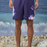Navy viscose nylon shorts for women with abstract print design