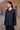 Navy Silk Viscose Gathered Neck Shirt - Genes Online Store