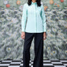 Nile green embroidered Giza cotton shirt for women with soft finish