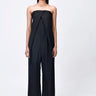 Off-Shoulder Jumpsuit with Overlapping Pleats