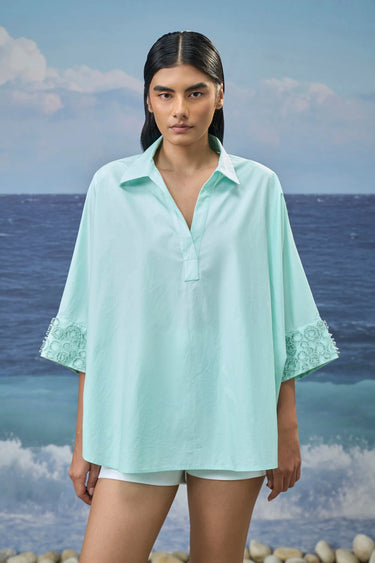 Oversized Boxy Shirt in Premium Cotton Poplin – Mint Green
