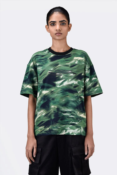 Oversized Camouflage Print Crew Neck T-Shirt - Genes Lecoanet Hemant