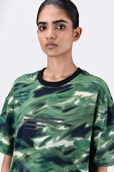 Oversized Camouflage Print Crew Neck T-Shirt - Genes Lecoanet Hemant