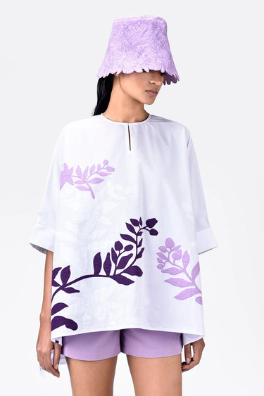 Oversized Cotton Poplin Top with Appliqué Detail - Genes Lecoanet Hemant