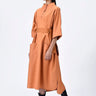 Oversized Cotton Shirt Dress with Tapered Yoke - Light Amber - Genes Lecoanet Hemant