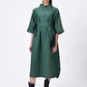 Oversized Cotton Shirt Dress with Tapered Yoke - Pine Green - Genes Lecoanet Hemant