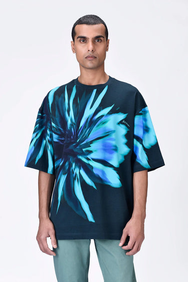 Oversized Cotton T-Shirt with UV Flower Print - Genes Lecoanet Hemant