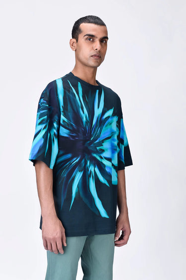 Oversized Cotton T-Shirt with UV Flower Print - Genes Lecoanet Hemant