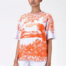 Oversized Landscape Print Crew Neck T-Shirt-Coral Orange - Genes Lecoanet Hemant