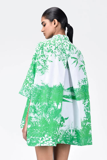 Oversized Monotone Landscape Print Shirt Mint Green - Genes Lecoanet Hemant