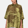 Oversized Monotone Landscape Print Shirt Mint Green Khaki - Genes Lecoanet Hemant