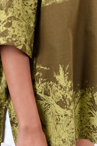 Oversized Monotone Landscape Print Shirt Mint Green Khaki - Genes Lecoanet Hemant