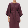 Oversized Round Neck Dress with Artistic Stamp Print Wine - Genes Lecoanet Hemant