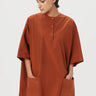 Oversized Round Neck Top with Front Placket Rust - Genes Lecoanet Hemant