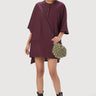 Oversized Round Neck Top with Front Placket Wine - Genes Lecoanet Hemant