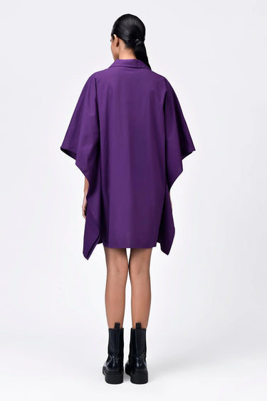 Oversized Shirt with Front Gathered Detail Amethyst - Genes Lecoanet Hemant