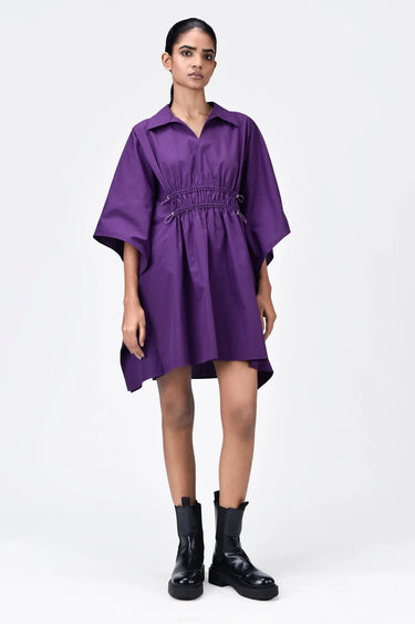 Oversized Shirt with Front Gathered Detail Amethyst - Genes Lecoanet Hemant