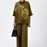Oversized Shirt with Orchid Print - Khaki - Genes Lecoanet Hemant