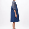 Oversized V-Neck Dress with Kimono Sleeves Blue - Genes Lecoanet Hemant