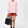 Palm Stripe Cotton Poplin Easy Fit Shirt- Coral Orange - Genes Lecoanet Hemant