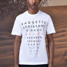 White cotton T-shirt with Paris-inspired wordscape print and relaxed fit