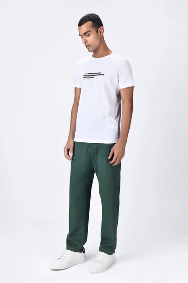 Pine Green Linen Herringbone Chinos with Bone Pocket - Genes Lecoanet Hemant