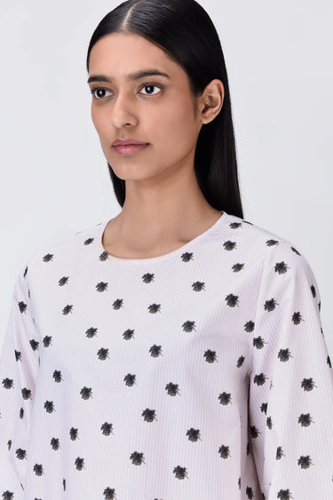 Pink Stripe Top with UV Flower Print - Genes Lecoanet Hemant