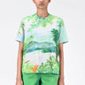 Pixelated Landscape Print Cotton T-Shirt - Genes Lecoanet Hemant