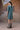Designer retro blue pleated dress women by Genes Lecoanet Hemant