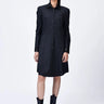 Poly Wool Shirt Dress with Embroidered Tulle