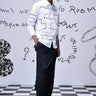 Poplin Scribble Regular Fit Shirt- White - Genes Online Store