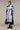 Women's Premium Abstract Print Belted Trench Coat - Tencel Twill - Black
