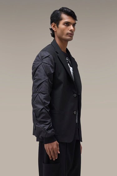 Men's Premium Black Hybrid Blazer Bomber Jacket
